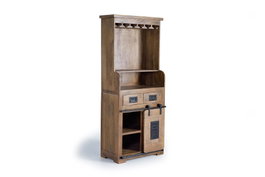 Giner y Colomer Botellero Industrial en Madera de Mango y Metal Natural 170 x 75 x 38 cm